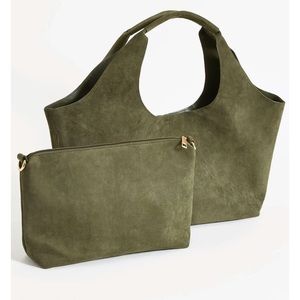 Social threads faux suede hobo bag
